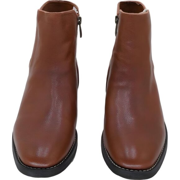 Franco Sarto Marcus Cognac Leather Ankle Booties Women US 9M - Picture 5 of 6